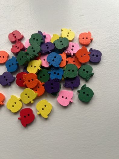 50 wooden colorful buttons