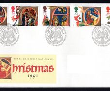 1991 Great Britain Christmas Commemorative Stamps Addressed First Day Cover (FDC)