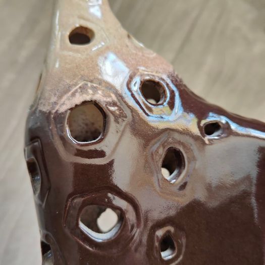 Vintage Pier One Ceramic Cut-Out Giraffes Figurine Brown Glazed