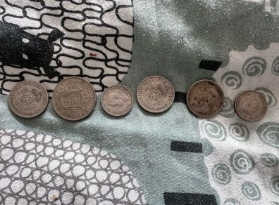 Old english 50 percent silver English coins