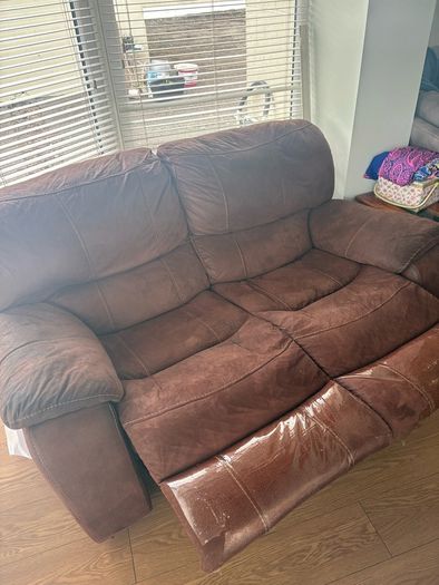 brown 2 seater recliner