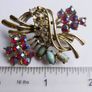 Vintage 1950s Gold Tone Rainbow  Crystal Rhinestone Floral Spray Brooch Image 6