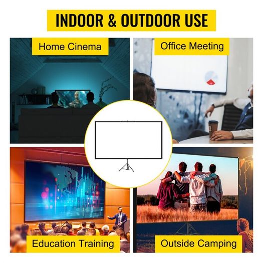100 inches  Projection Screen 254 cm Projector Screen 16:9 Projector Screen made of Polyester and Aluminum Alloy with Adjustable Aluminum Tripod and 160 Degree Viewing Angle for Home Theater, Meeting Room, etc