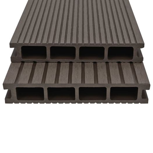 WPC Hollow Decking Boards with Accessories 16m(sqr) 2.2m Dark Brown