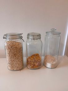 Set of 3 glass storage jars with lids