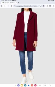 Designer Hugo Boss - WOOL Coat - Dark Red - Fits UK 10 - BNWT RRP 299