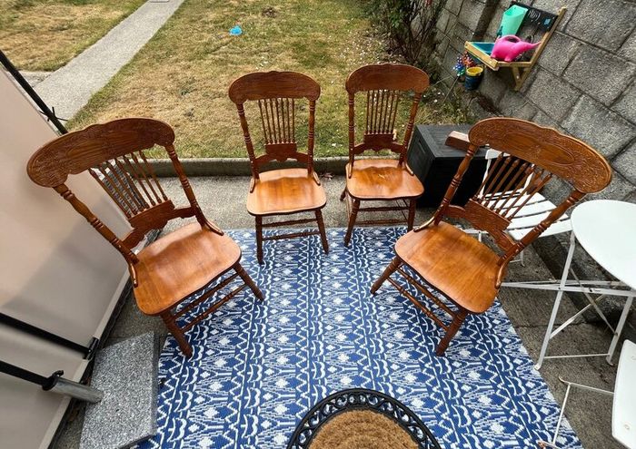 Solid Wood Dining Table + 4 Matching Chairs