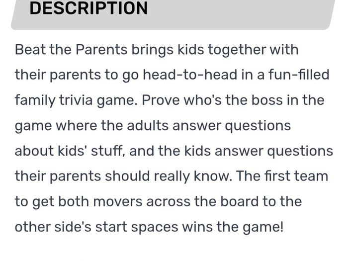 Beat The Parents Board Game - RRP - 22.99