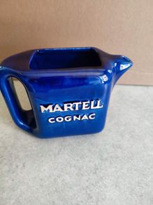 VTG. Martell Cognac Ceramic Cobalt Blue Pitcher.