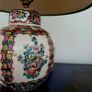 Vintage handpainted lamp with shade Image 2