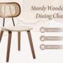 Dining Room Chairs, Set of 2, PU Leather Kitchen Chairs with Rattan Backrest, Accent Chairs Made of Wood for Dining Room, Living Room, Kitchen (Beige) Image 4