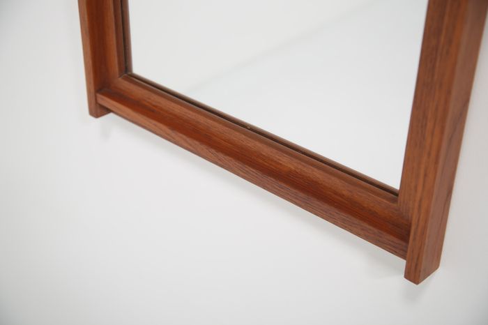 Vintage Swedish Profiled Teak Mirror, 1960s