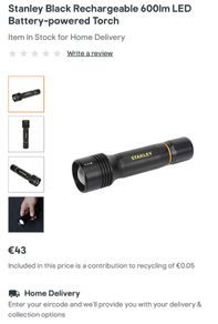 Stanley Rechargeable Flashlight 600 Lumens