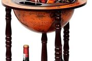 Wooden Globe Bar on Wheels, Bar Trolley, Home Bar, Wine Rack 45 x 45 x 88 cm, Brown