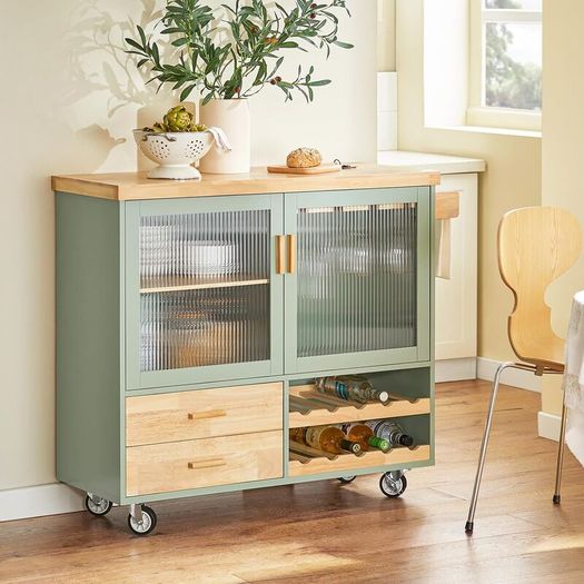 Country Style Kitchen Trolley green  portable kitchen island  Limited Edition