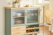 Country Style Kitchen Trolley green  portable kitchen island  Limited Edition