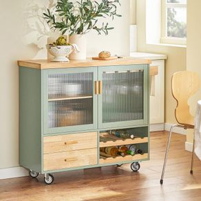 Country Style Kitchen Trolley green  portable kitchen island  Limited Edition