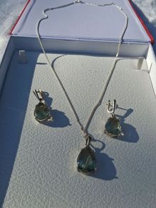 Sterling Silver Pale Aquamarine and Earrings Set(New)