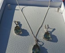 Sterling Silver Pale Aquamarine and Earrings Set(New)
