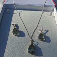 Sterling Silver Pale Aquamarine and Earrings Set(New)