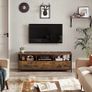Lowboard TV Cabinet for TVs up to 65 Inches, 3 Drawers, 147 x 40 x 50 cm, Industrial Design, Steel Frame, Vintage Brown/Black Image 2