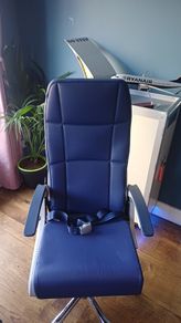 Airbus A320/A321 Aircraft Seat Swivel Office Chair | Genuine Airline Seat with Tray Table & Life Jacket