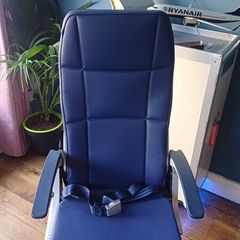 Airbus A320/A321 Aircraft Seat Swivel Office Chair | Genuine Airline Seat with Tray Table & Life Jacket