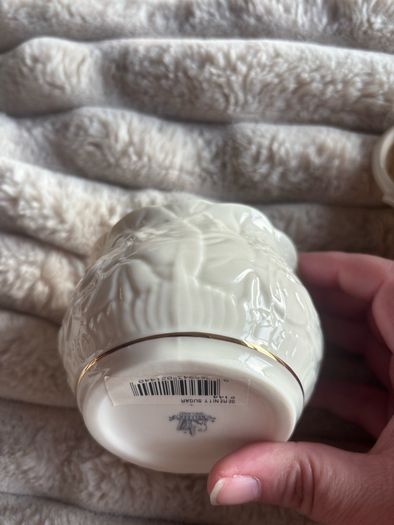Vintage Belleek Serenity Cream & Sugar Set - Gold Trim Fine Parian China