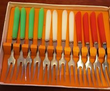 one dozen boxed vintage little forks