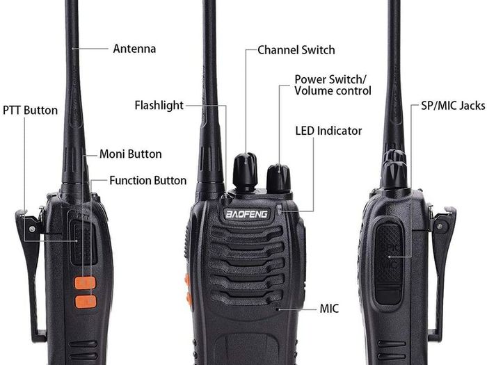 2PCS Walkie Talkie USB power Rechargeable Walkie Talkies Long Range Two-Way Radio Walky Talky with Earpieces 16CH Handheld Transceiver with LED Light for Field Survival Biking Hiking