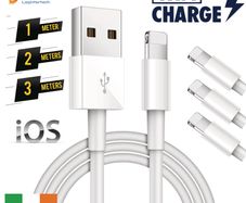 1m/2m/3m Long iPhone Charger for Apple Lightning iPhone 12 11 X 6 5 7 8 USB Cable