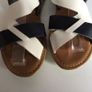 Lotus Ladies Strappy White and Navy Flat Sandals size 5 Image 3