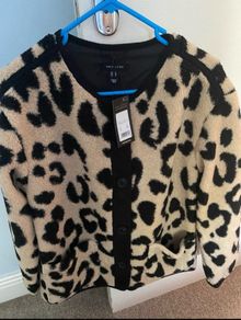 New Look Cream Leopard Print Borg Textured Jacket