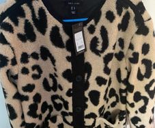 New Look Cream Leopard Print Borg Textured Jacket