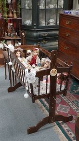 Vintage Wooden Baby Cradle