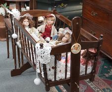 Vintage Wooden Baby Cradle