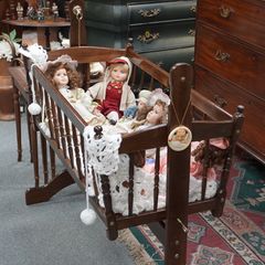 Vintage Wooden Baby Cradle