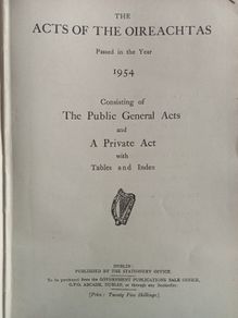 The acts of the Oireachtas passed in the year 1954