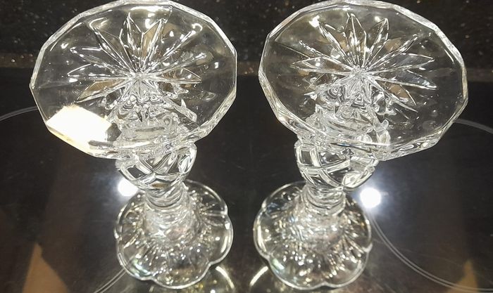 A Pair of Full Lead Crystal Noritake candlesticks