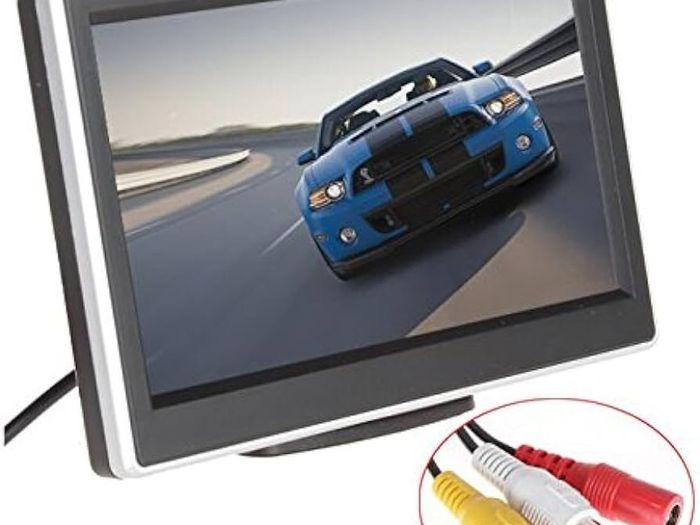 FREE EXPRESS SHIPPING 5 Inch HD TFT LCD Car Monitor with Two Video Input, High resolution 800 480 Car Rearview Reversing Parking Monitor and Full Color LCD Backlight Display for Car Rear View Cameras/Car DVD/VCD/GPS/other Video Equipment
