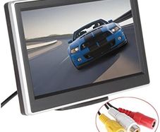 FREE EXPRESS SHIPPING 5 Inch HD TFT LCD Car Monitor with Two Video Input, High resolution 800 480 Car Rearview Reversing Parking Monitor and Full Color LCD Backlight Display for Car Rear View Cameras/Car DVD/VCD/GPS/other Video Equipment