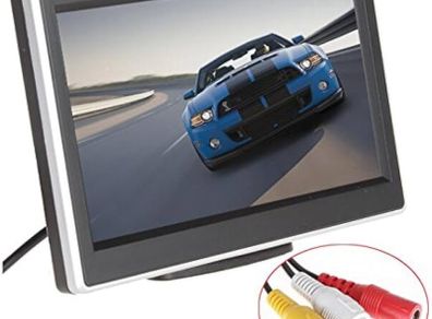 FREE EXPRESS SHIPPING 5 Inch HD TFT LCD Car Monitor with Two Video Input, High resolution 800 480 Car Rearview Reversing Parking Monitor and Full Color LCD Backlight Display for Car Rear View Cameras/Car DVD/VCD/GPS/other Video Equipment