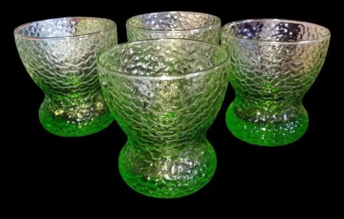 Vintage Harrods Green Textured Glass Bowls/Glasses