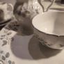 Rare find 15 pieces set Johnson Brothers Ironstone, Pattern 1H1, Vintage Set Of 4 cups and saucers with side plates ,milk jug ,sugar bowl and large oval platter plate Swirl Edge, Platinum Trim Image 3