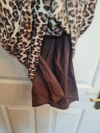 Warehouse Silk Dress Brown Animal Print Dress