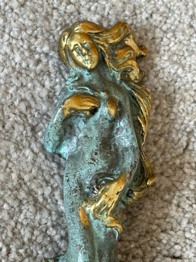 Vintage Brass Statuette Depicting The Birth Of Venus