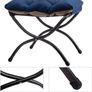 Foldable Footstool Foot Rest Stool Folding Footstools for Living Room Garden Balcony Velvet Leg Rest Sofa Small Ottoman with Metal Legs, Dark Blue Image 3