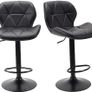 Bar Stools Set of 2 Bar Chairs,Modern Height Adjustable Kitchen Stools With Backs, Swivel Faux Leather Kitchen Island Chairs(All Black) Image 3