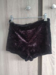 Black velvet look shorts size 8