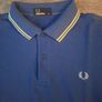 Fred Perry Men's M Twin Tipped Polo Royal Blue Yellow Stripe Image 3